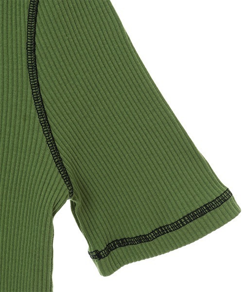 Candy Stripper（キャンディストリッパー）の「BICOLOR STITCH RIB トップス（Tシャツ/カットソー・レディース・アイボリー/ブラック/グリーン/ライム/パープル/ピンク・2）」の12枚目の写真