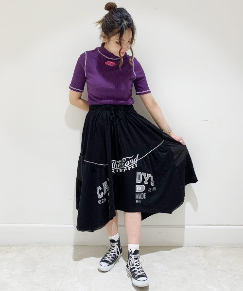 Candy Stripper（キャンディストリッパー）の「BICOLOR STITCH RIB トップス（Tシャツ/カットソー・レディース・アイボリー/ブラック/グリーン/ライム/パープル/ピンク・2）」の20枚目の写真