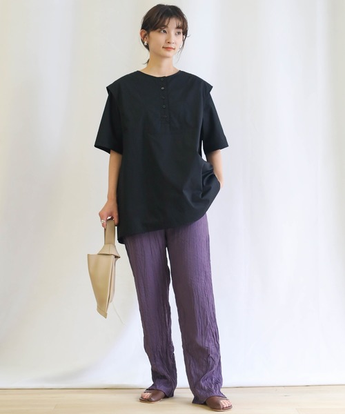 select MOCA(セレクトモカ)の「2021 SS スリーピングニュアンスシャツ(シャツ/ブラウス・レディース・ブラック/ホワイト・FREE)」の3枚目の写真