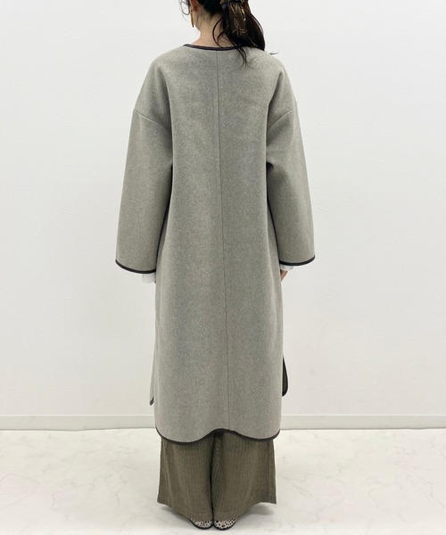 archives（アルシーヴ）の「ダブルフェイスパイピングコート（ノーカラーコート・レディース・ベージュ/アイボリー/モカ・MEDIUM）」の6枚目の写真