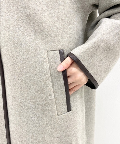 archives（アルシーヴ）の「ダブルフェイスパイピングコート（ノーカラーコート・レディース・ベージュ/アイボリー/モカ・MEDIUM）」の13枚目の写真