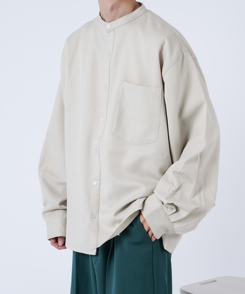 kutir（クティール）の「ルーズバンドカラーシャツ（シャツ/ブラウス・メンズ・オフホワイト/ライトグレー/ダークブラウン・MEDIUM/LARGE）」の10枚目の写真