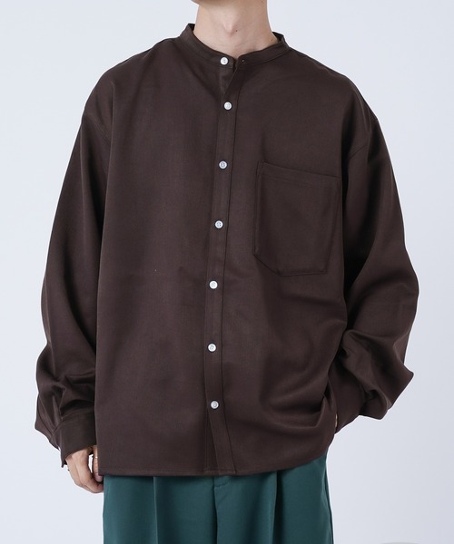 kutir（クティール）の「ルーズバンドカラーシャツ（シャツ/ブラウス・メンズ・オフホワイト/ライトグレー/ダークブラウン・MEDIUM/LARGE）」の19枚目の写真