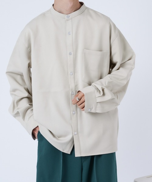 kutir（クティール）の「ルーズバンドカラーシャツ（シャツ/ブラウス・メンズ・オフホワイト/ライトグレー/ダークブラウン・MEDIUM/LARGE）」の8枚目の写真