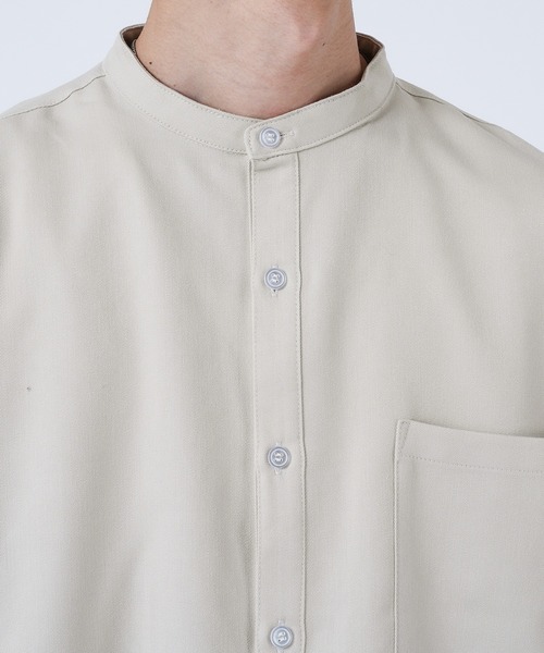 kutir（クティール）の「ルーズバンドカラーシャツ（シャツ/ブラウス・メンズ・オフホワイト/ライトグレー/ダークブラウン・MEDIUM/LARGE）」の11枚目の写真