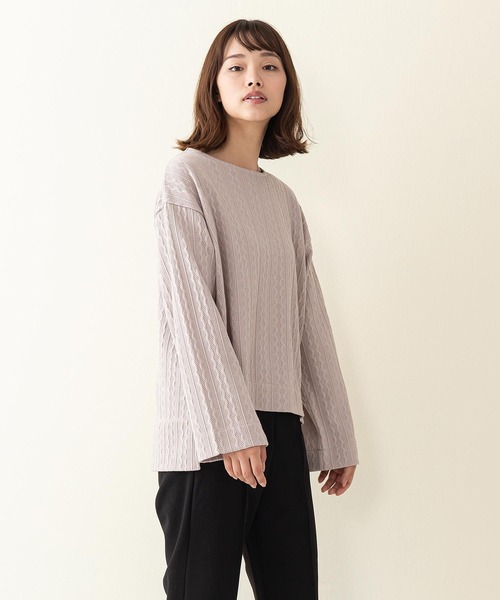 INNOCENT BLUE（イノセントブルー）の「【innocent blue/イノセントブルー】ケーブルニットソークルー　ニットよりも気軽に着られる「ニットソー素材」（ニット/セーター・レディース・ライトベージュ/グリーン/ブラウン/アイボリー/ブラック・MEDIUM）」の19枚目の写真