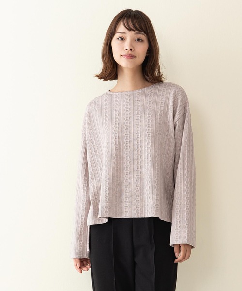 INNOCENT BLUE（イノセントブルー）の「【innocent blue/イノセントブルー】ケーブルニットソークルー　ニットよりも気軽に着られる「ニットソー素材」（ニット/セーター・レディース・ライトベージュ/グリーン/ブラウン/アイボリー/ブラック・MEDIUM）」の20枚目の写真