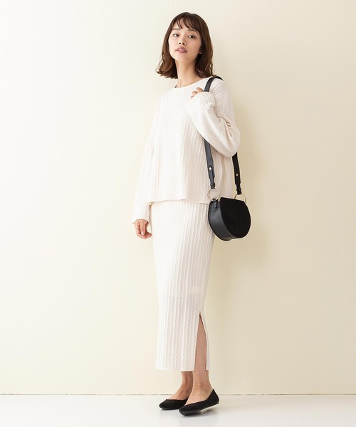 INNOCENT BLUE（イノセントブルー）の「【innocent blue/イノセントブルー】ケーブルニットソークルー　ニットよりも気軽に着られる「ニットソー素材」（ニット/セーター・レディース・ライトベージュ/グリーン/ブラウン/アイボリー/ブラック・MEDIUM）」の13枚目の写真