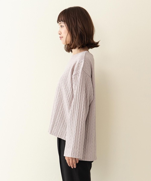 INNOCENT BLUE（イノセントブルー）の「【innocent blue/イノセントブルー】ケーブルニットソークルー　ニットよりも気軽に着られる「ニットソー素材」（ニット/セーター・レディース・ライトベージュ/グリーン/ブラウン/アイボリー/ブラック・MEDIUM）」の21枚目の写真