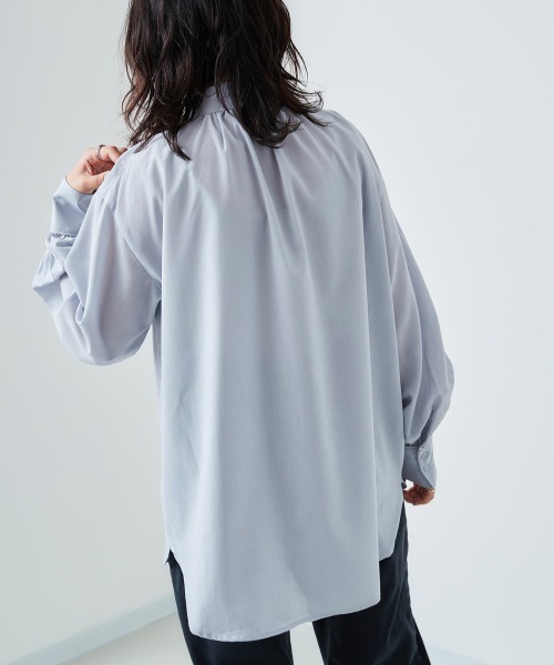 cepo（セポ）の「パイピングスタンドネックブラウス（シャツ/ブラウス・レディース・ベージュ/オフホワイト/サックスブルー・M）」の7枚目の写真