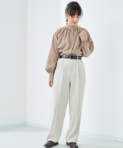 cepo（セポ）の「パイピングスタンドネックブラウス（シャツ/ブラウス・レディース・ベージュ/オフホワイト/サックスブルー・M）」の12枚目の写真