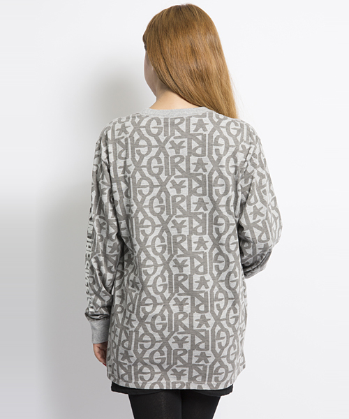 X-girl（エックスガール）の「HAZE LOGO ALL-OVER PRINT L/S TEE（Tシャツ/カットソー・レディース・ホワイト/アッシュ/ピンク・1/2）」の5枚目の写真