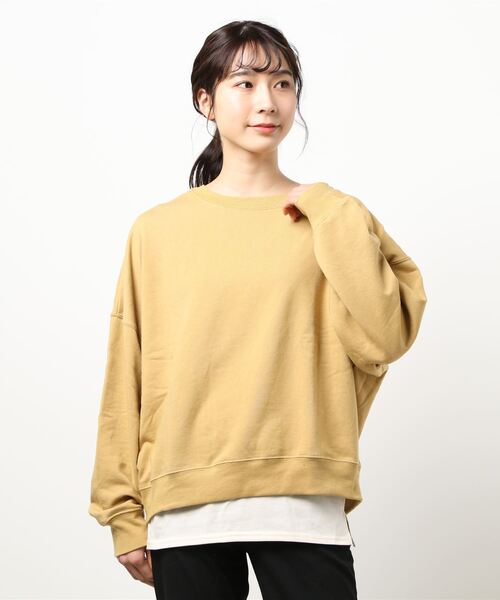 RAG MACHINE（ラグマシーン）の「【RAG MACHINE】肩だしスウェットレイヤード（アンサンブル・レディース・ライトブラウン/イエロー/オフホワイト・M/L）」の3枚目の写真