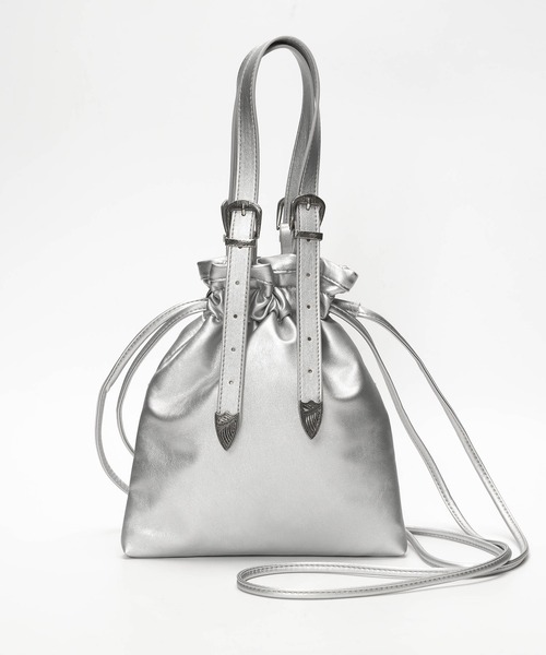 SVEC（シュベック）の「バックルベルト 巾着 ショルダーバッグ（ショルダーバッグ・レディース・ブラック/ホワイト/シルバー・FREE）」の12枚目の写真