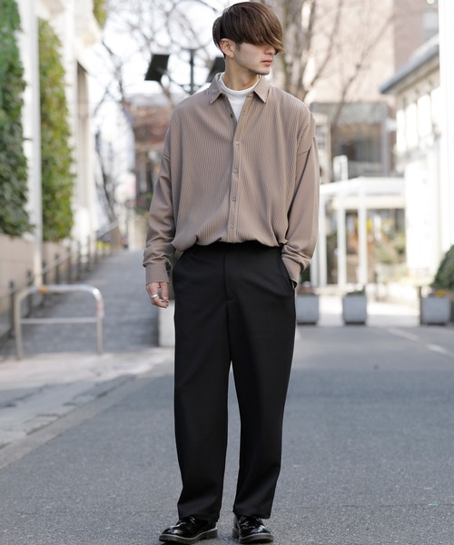 ADMIX/ATELIER SAB MEN(アドミックスアトリエサブメン)の「クレープ タック プリーツ コンビ シャツ セットアップ対応可(シャツ/ブラウス・メンズ・グレイッシュブルー/ブラック/グレイッシュベージュ/グレー・50/48)」の10枚目の写真
