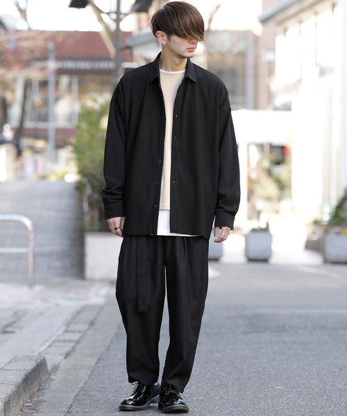 ADMIX/ATELIER SAB MEN(アドミックスアトリエサブメン)の「クレープ タック プリーツ コンビ シャツ セットアップ対応可(シャツ/ブラウス・メンズ・グレイッシュブルー/ブラック/グレイッシュベージュ/グレー・50/48)」の17枚目の写真