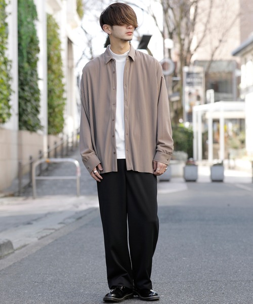 ADMIX/ATELIER SAB MEN(アドミックスアトリエサブメン)の「クレープ タック プリーツ コンビ シャツ セットアップ対応可(シャツ/ブラウス・メンズ・グレイッシュブルー/ブラック/グレイッシュベージュ/グレー・50/48)」の19枚目の写真