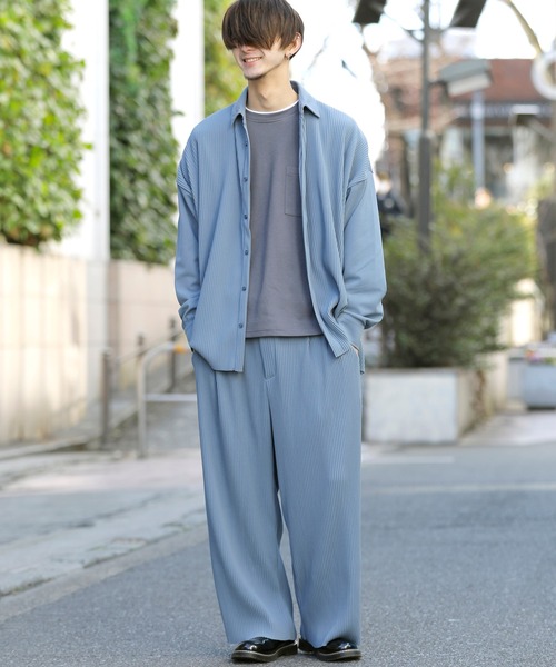 ADMIX/ATELIER SAB MEN(アドミックスアトリエサブメン)の「クレープ タック プリーツ コンビ シャツ セットアップ対応可(シャツ/ブラウス・メンズ・グレイッシュブルー/ブラック/グレイッシュベージュ/グレー・50/48)」の22枚目の写真