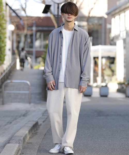 ADMIX/ATELIER SAB MEN(アドミックスアトリエサブメン)の「クレープ タック プリーツ コンビ シャツ セットアップ対応可(シャツ/ブラウス・メンズ・グレイッシュブルー/ブラック/グレイッシュベージュ/グレー・50/48)」の21枚目の写真
