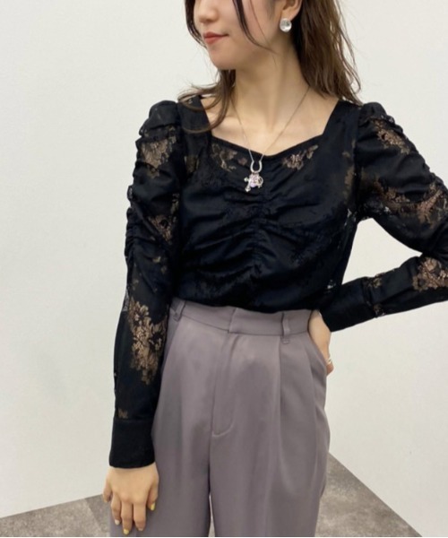 apres jour mignon(アプレジュールミニョン)の「袖コンシャスレースブラウス 【ZOZOTOWN限定アイテム】(シャツ/ブラウス・レディース・ブラック/ブルー/オフホワイト・X-LARGE/フリー)」の10枚目の写真