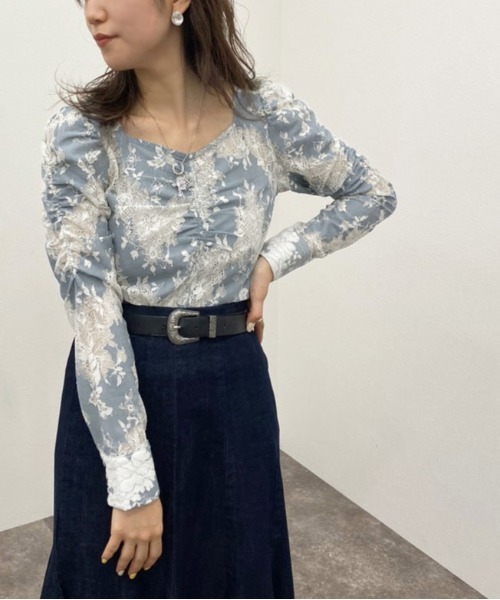 apres jour mignon(アプレジュールミニョン)の「袖コンシャスレースブラウス 【ZOZOTOWN限定アイテム】(シャツ/ブラウス・レディース・ブラック/ブルー/オフホワイト・X-LARGE/フリー)」の19枚目の写真