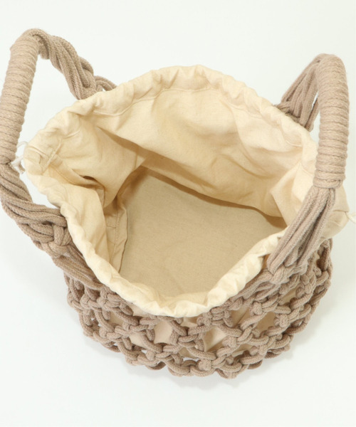 VENCEEXCHANGE（ヴァンスエクスチェンジ）の「コットンネットバック（かごバッグ・レディース・ブラウン/オフホワイト・FREE）」の5枚目の写真