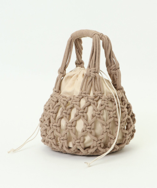 VENCEEXCHANGE（ヴァンスエクスチェンジ）の「コットンネットバック（かごバッグ・レディース・ブラウン/オフホワイト・FREE）」の4枚目の写真