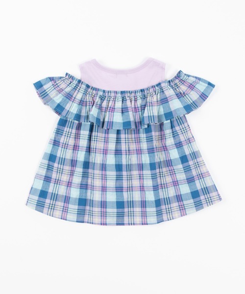 KP（ケーピー）の「シャーリングチェックオフショルダーチュニック(100-130cm)（チュニック・キッズ・オレンジ/ブルー系その他・110cm/120cm/130cm/100cm）」の6枚目の写真