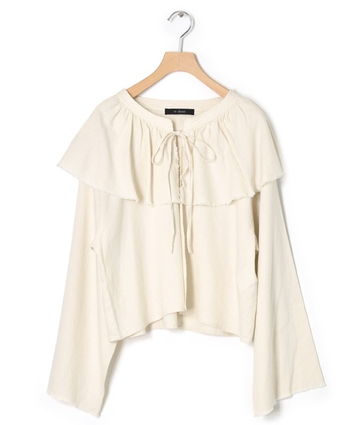 w closet(ダブルクローゼット)の「ラッフル衿ブラウス(シャツ/ブラウス・レディース・ホワイト/ライム/グレイッシュベージュ・FREE)」の22枚目の写真