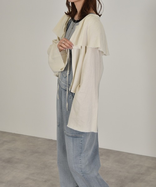 w closet(ダブルクローゼット)の「ラッフル衿ブラウス(シャツ/ブラウス・レディース・ホワイト/ライム/グレイッシュベージュ・FREE)」の8枚目の写真