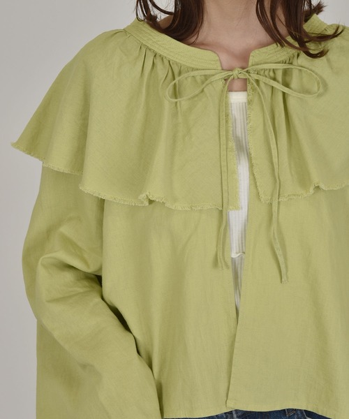 w closet(ダブルクローゼット)の「ラッフル衿ブラウス(シャツ/ブラウス・レディース・ホワイト/ライム/グレイッシュベージュ・FREE)」の17枚目の写真