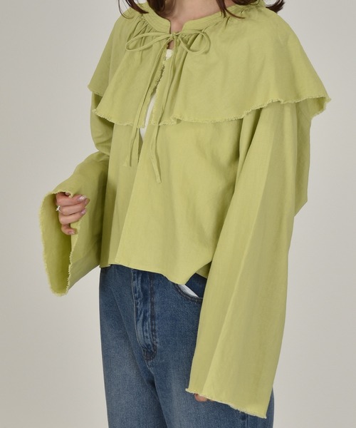 w closet(ダブルクローゼット)の「ラッフル衿ブラウス(シャツ/ブラウス・レディース・ホワイト/ライム/グレイッシュベージュ・FREE)」の20枚目の写真