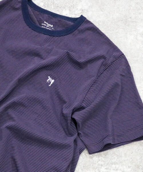 GLOSTER（グロスター）の「【unlume/アンルーム】ワンポイントロゴ Tシャツ（Tシャツ/カットソー・メンズ・グリーン/ベージュ/ホワイト/パープル系その他/グレー系その他・L/M/XL/S）」の5枚目の写真