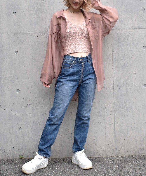 SPIRALGIRL（スパイラルガール）の「シアーオーバーシャツ（シャツ/ブラウス・レディース・ベージュ/オフホワイト/ピンク/グレー・FREE）」の20枚目の写真