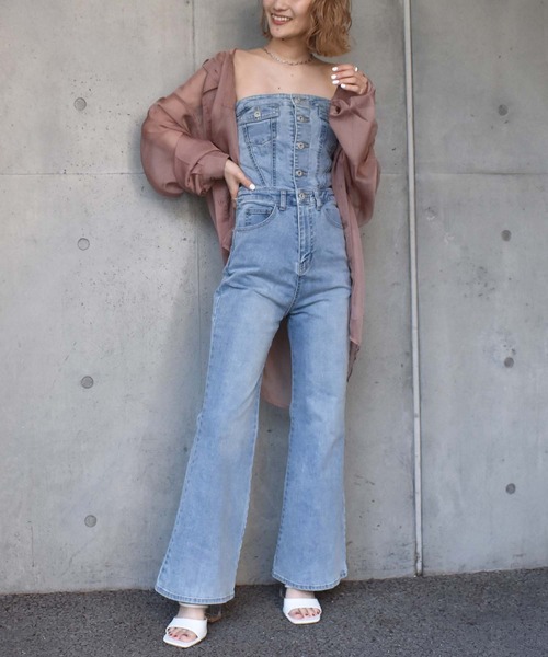 SPIRALGIRL（スパイラルガール）の「シアーオーバーシャツ（シャツ/ブラウス・レディース・ベージュ/オフホワイト/ピンク/グレー・FREE）」の21枚目の写真