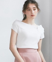 アシメオフショルフレンチスリーブニットプルオーバー