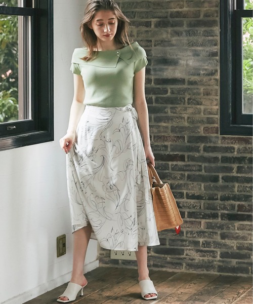 12Twelve Agenda(トゥエルブ アジェンダ)の「アシメオフショルフレンチスリーブニットプルオーバー(ニット/セーター・レディース・ベージュ/ミント/ブラック/オフホワイト/ワインレッド・M)」の10枚目の写真