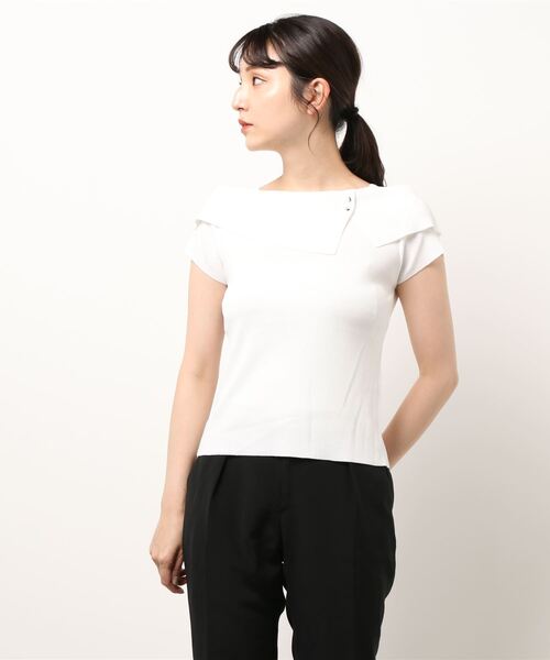 12Twelve Agenda(トゥエルブ アジェンダ)の「アシメオフショルフレンチスリーブニットプルオーバー(ニット/セーター・レディース・ベージュ/ミント/ブラック/オフホワイト/ワインレッド・M)」の19枚目の写真