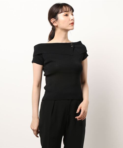 12Twelve Agenda(トゥエルブ アジェンダ)の「アシメオフショルフレンチスリーブニットプルオーバー(ニット/セーター・レディース・ベージュ/ミント/ブラック/オフホワイト/ワインレッド・M)」の18枚目の写真