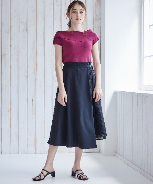 12Twelve Agenda(トゥエルブ アジェンダ)の「アシメオフショルフレンチスリーブニットプルオーバー(ニット/セーター・レディース・ベージュ/ミント/ブラック/オフホワイト/ワインレッド・M)」の22枚目の写真