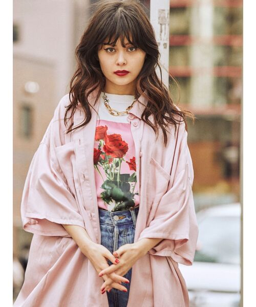 jouetie（ジュエティ）の「スーパーBIGシャツ（シャツ/ブラウス・レディース・ブラック/ピンク/ブルー/その他1・MEDIUM）」の4枚目の写真