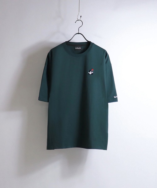 Mark Gonzales(マーク・ゴンザレス)の「【Mark Gonzales / マークゴンザレス】 ワンポイントロゴ刺繍 ビッグシルエットTシャツ(Tシャツ/カットソー・メンズ・ホワイト/チャコールグレー/ブラック/ワイン/ピンク/グリーン/ミント/ブルー/サックスブルー/ベージュ/ボルドー/ネイビー/ライトグレー・M/L)」の6枚目の写真