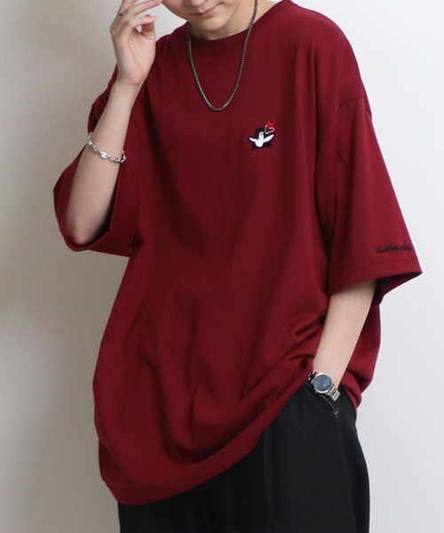 Mark Gonzales(マーク・ゴンザレス)の「【Mark Gonzales / マークゴンザレス】 ワンポイントロゴ刺繍 ビッグシルエットTシャツ(Tシャツ/カットソー・メンズ・ホワイト/チャコールグレー/ブラック/ワイン/ピンク/グリーン/ミント/ブルー/サックスブルー/ベージュ/ボルドー/ネイビー/ライトグレー・M/L)」の12枚目の写真