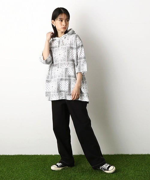 Purple&Yellow（パープルアンドイエロー）の「5分袖　プルオーバーパーカ（パーカー・メンズ・ホワイト/ブラック/アイボリー/グレイッシュベージュ・SMALL/MEDIUM/LARGE/X-LARGE）」の8枚目の写真