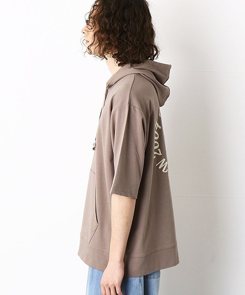 Purple&Yellow（パープルアンドイエロー）の「5分袖　プルオーバーパーカ（パーカー・メンズ・ホワイト/ブラック/アイボリー/グレイッシュベージュ・SMALL/MEDIUM/LARGE/X-LARGE）」の17枚目の写真