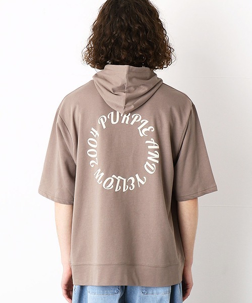 Purple&Yellow（パープルアンドイエロー）の「5分袖　プルオーバーパーカ（パーカー・メンズ・ホワイト/ブラック/アイボリー/グレイッシュベージュ・SMALL/MEDIUM/LARGE/X-LARGE）」の18枚目の写真