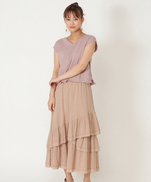 WILLSELECTION(ウィルセレクション)の「ボイル楊柳ティアードスカート(スカート・レディース・ブラック/ベージュ/オフホワイト・MEDIUM)」の3枚目の写真