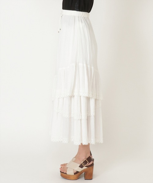 WILLSELECTION(ウィルセレクション)の「ボイル楊柳ティアードスカート(スカート・レディース・ブラック/ベージュ/オフホワイト・MEDIUM)」の21枚目の写真