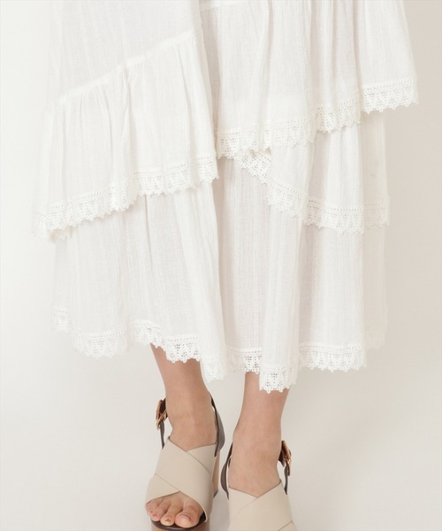 WILLSELECTION(ウィルセレクション)の「ボイル楊柳ティアードスカート(スカート・レディース・ブラック/ベージュ/オフホワイト・MEDIUM)」の6枚目の写真