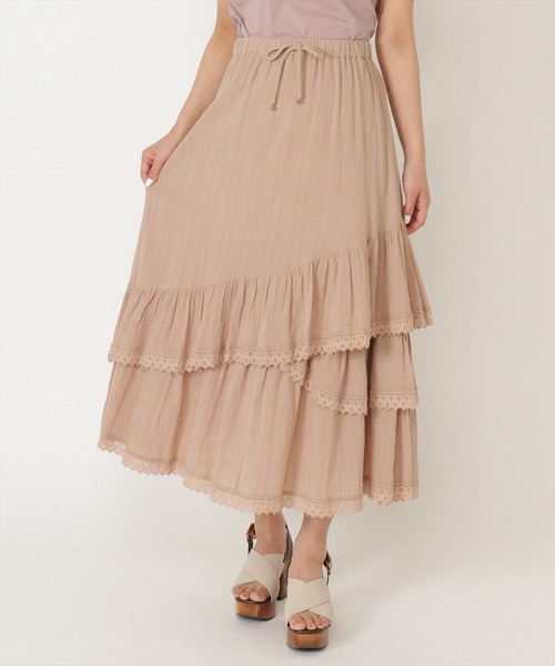 WILLSELECTION(ウィルセレクション)の「ボイル楊柳ティアードスカート(スカート・レディース・ブラック/ベージュ/オフホワイト・MEDIUM)」の8枚目の写真